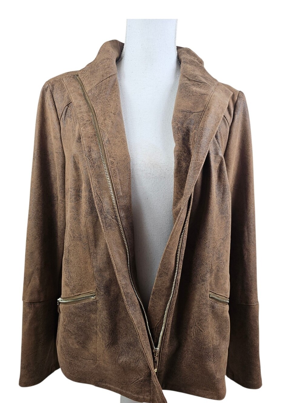 Chico's Vegan Suede Zippered Moto Jacket In 1 (8)